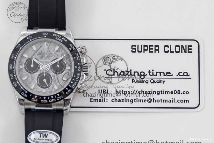 0509 WeatherProof Daytona 116519 SS TWF 1:1 Best Edition 904L Steel Gray Meteorite Black Dial on Oysterflex Strap A 2410